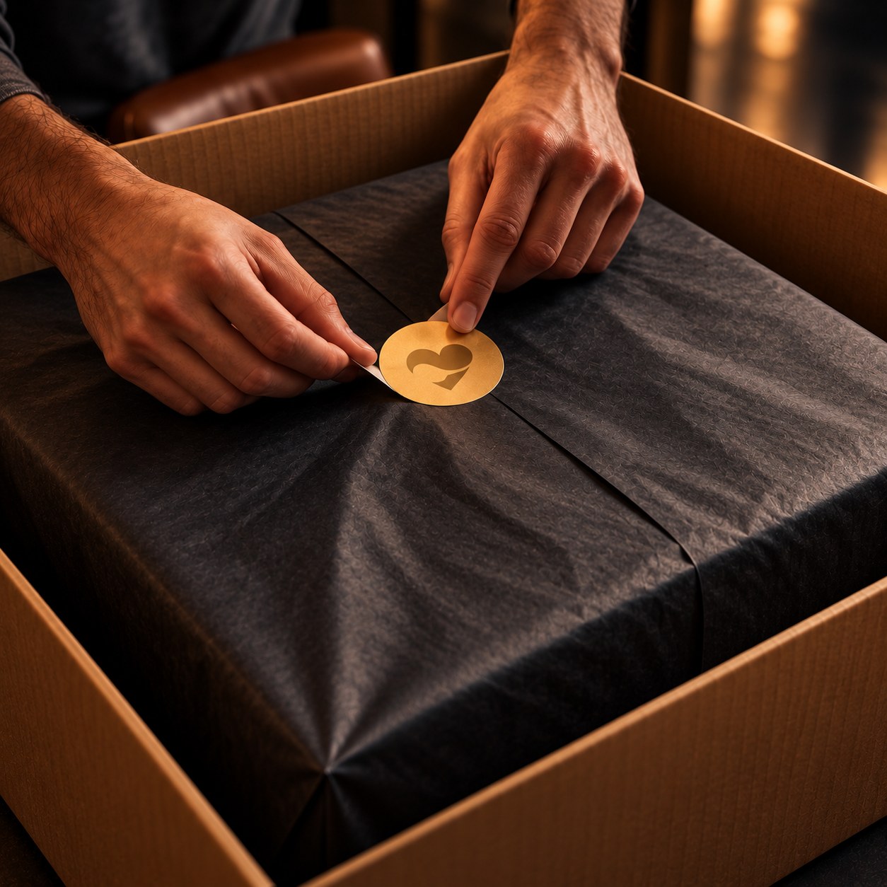 SoulKindle 30 Days Love Reset in schwarzem Seidenpapier mit goldenem Herz-Siegel